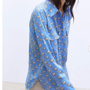 Zara Elephant Print Button Down